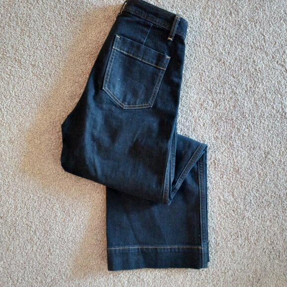 Gap High Rise Dark Wash Wide Leg Crop Jeans Size 0/25 - Picture 3 of 3
